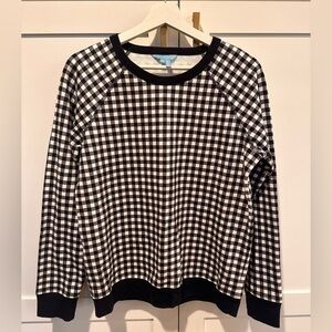 Draper James Navy and White Gingham Crewneck Sweater NWOT